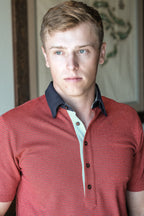 Ford 5 Button Striped Polo - Red Line Heather/Ruth