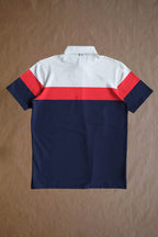 The Dunne Performance Polo - Fawn / Navy Heritage Colorblock