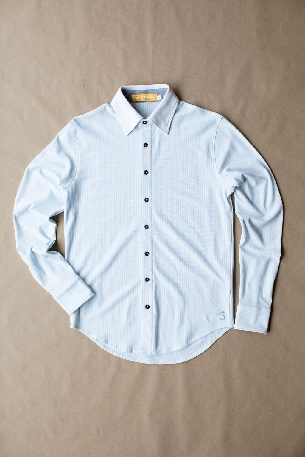 Ford Buttondown - Lt. Blue Stripe - Logo Overrun