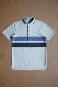 The Dunne Performance Polo - Light Grey Heather Racing Stripe