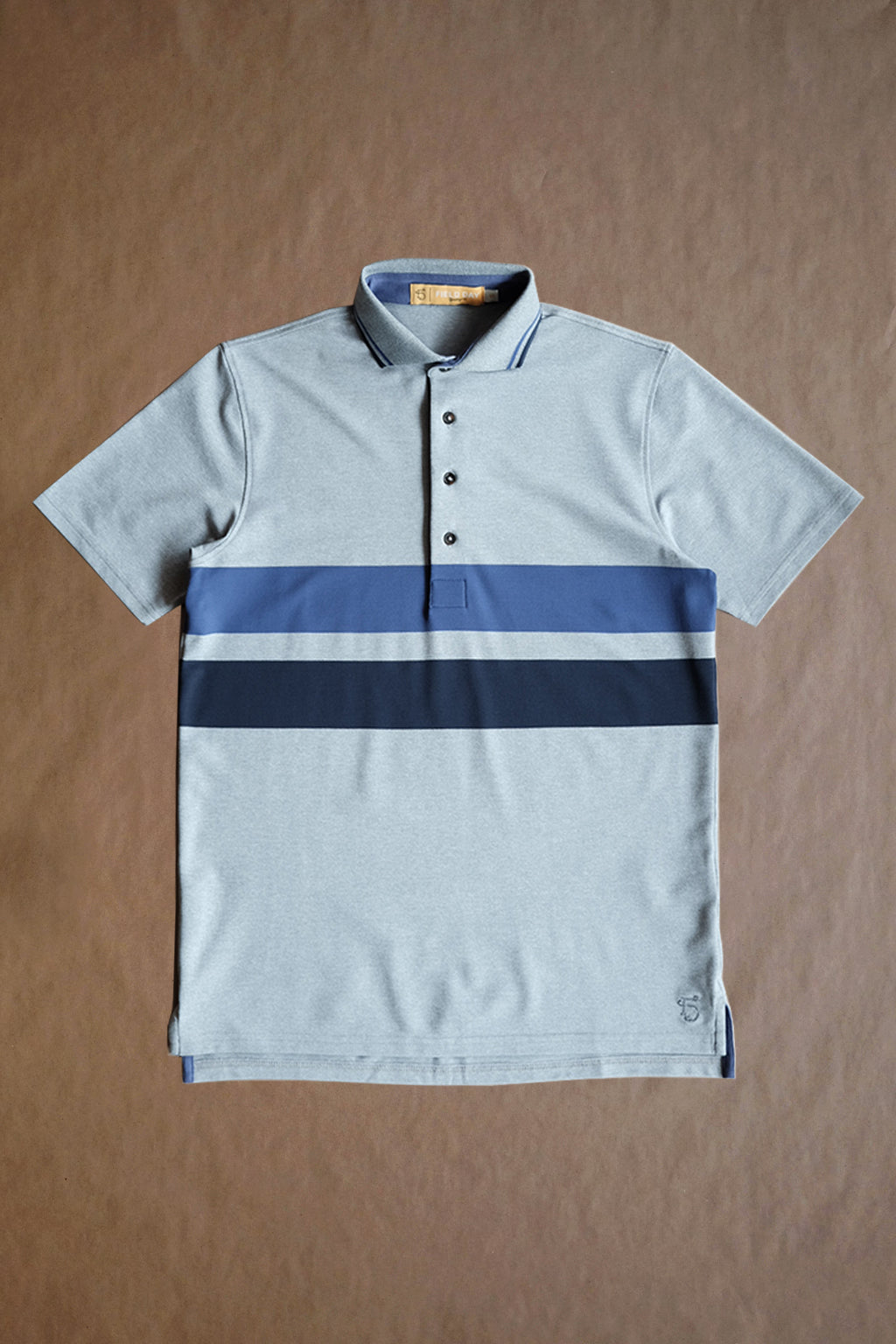 The Dunne Performance Polo - Light Grey Heather Racing Stripe