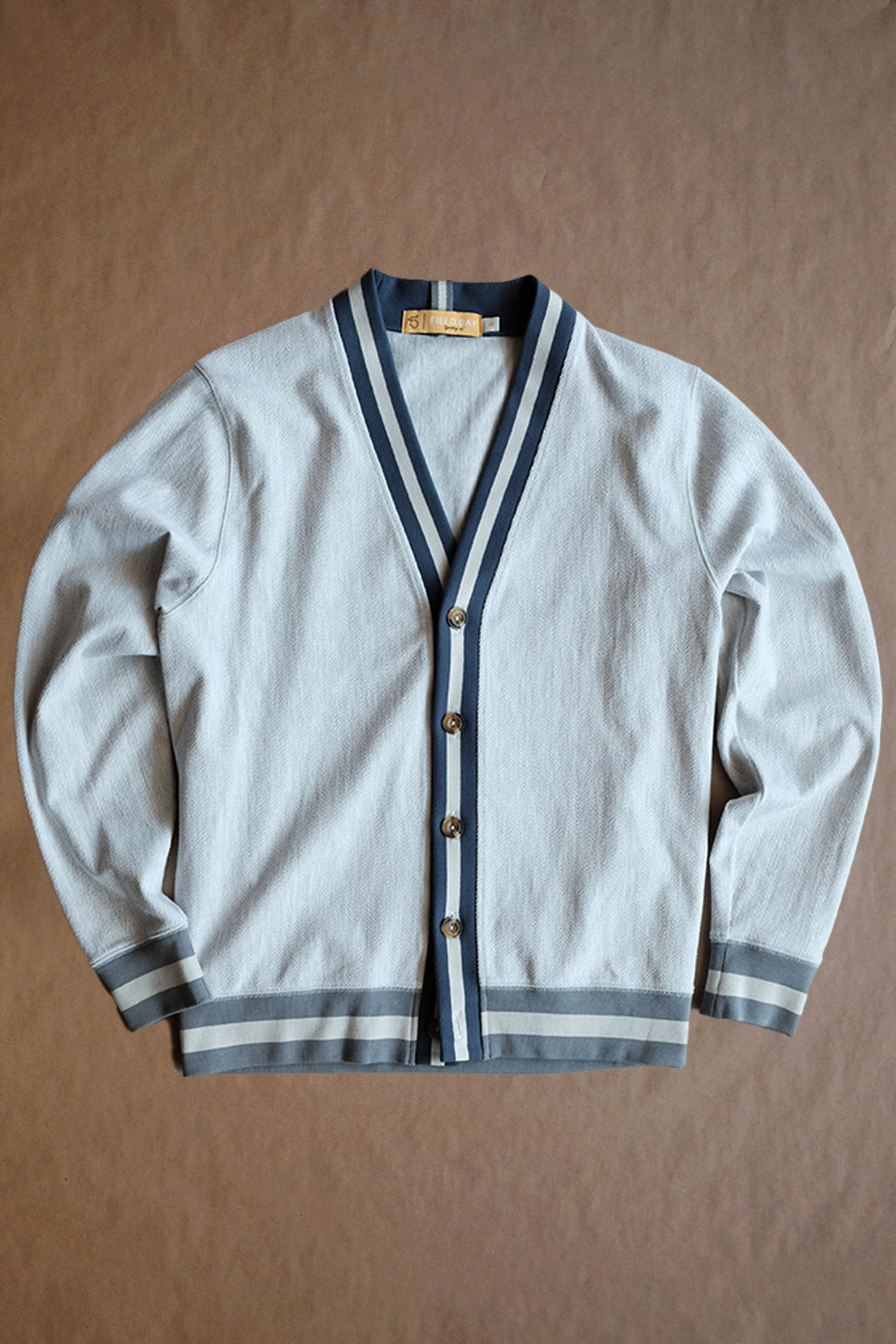 The Vick Cardigan - Dove Heather Herringbone Terry