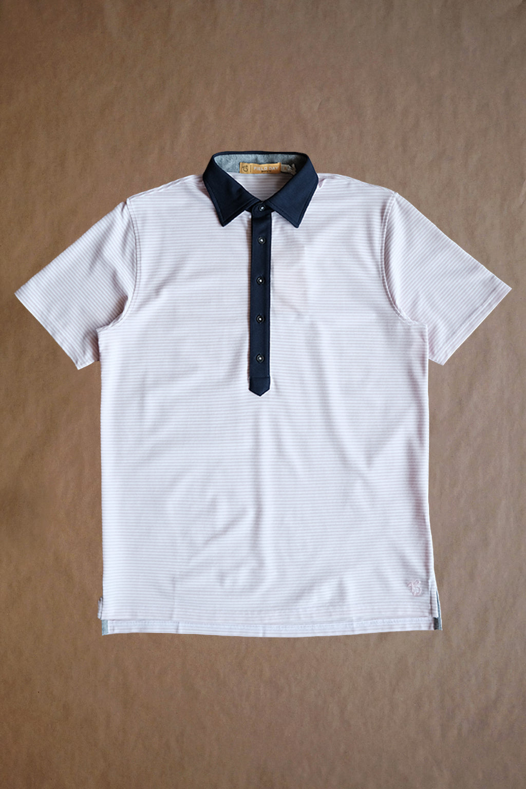 Ford 5 Button Striped Polo - Hyde Heather/White