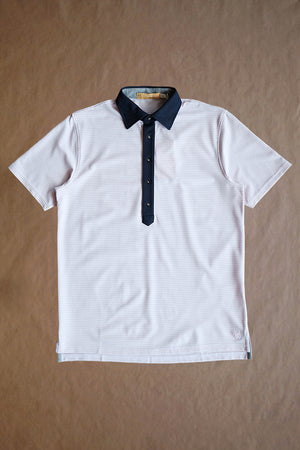Ford 5 Button Striped Polo - Hyde Heather/White