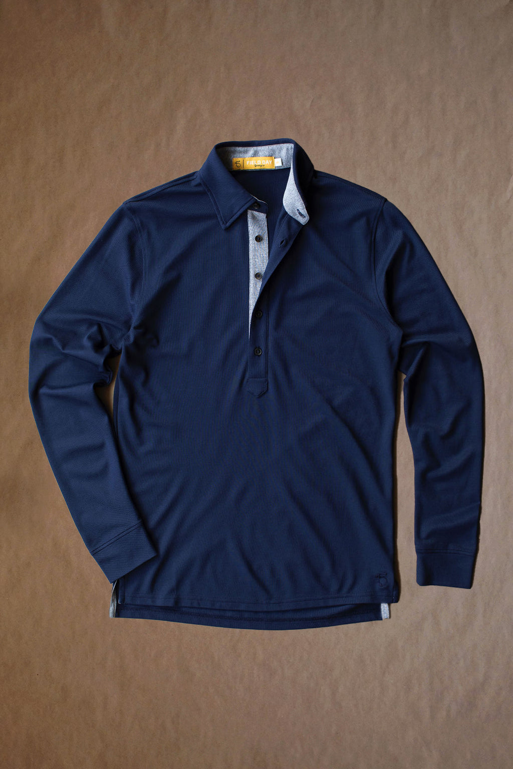 The Ford 5 Button Long Sleeve Polo - Navy
