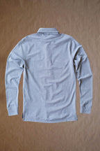 The Ford 5 Button Long Sleeve Polo - Light Grey Heather
