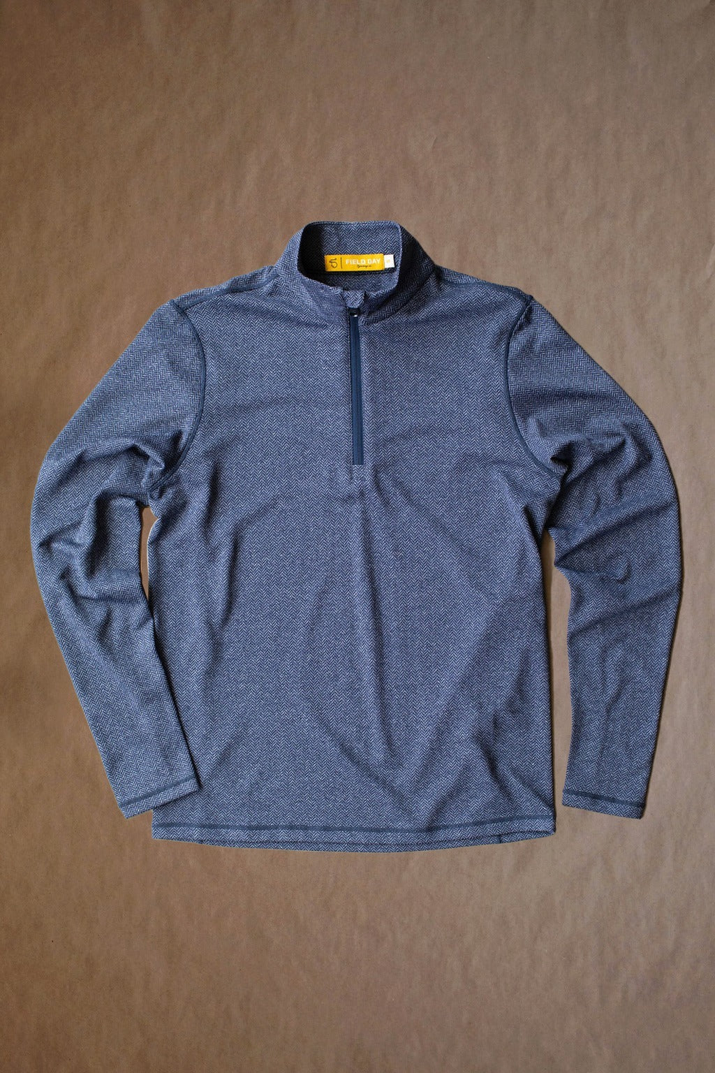 Palmer Performance 1/4 Zip - Navy Herringbone