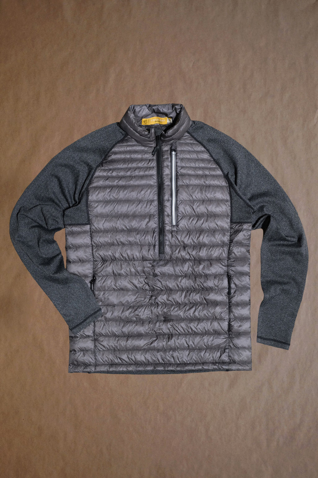 The Palmer Performance Down Pullover - Charcoal Herringbone