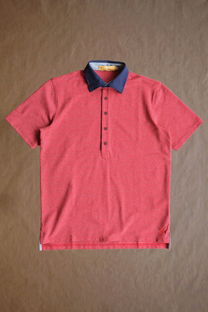 Ford 5 Button Striped Polo - Red Line Heather/Ruth