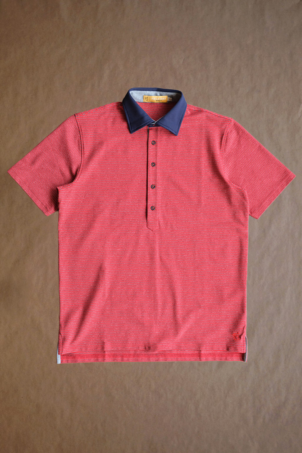 Ford 5 Button Striped Polo - Red Line Heather/Ruth