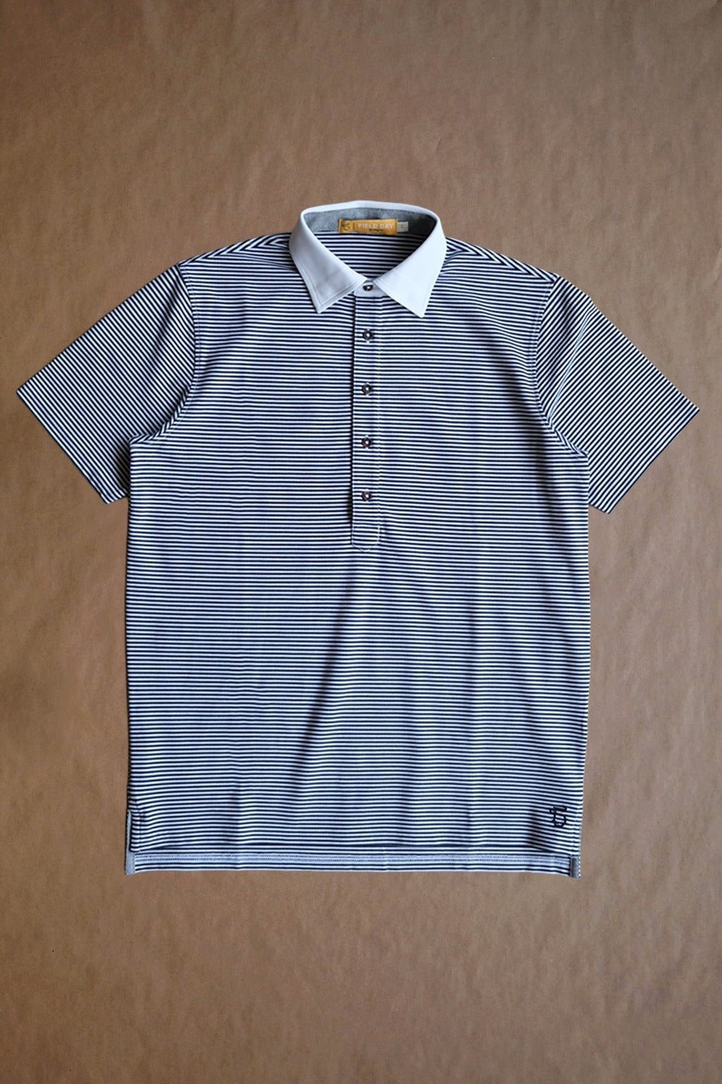 Ford 5 Button Striped Polo - Navy/White
