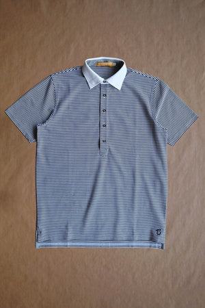 Ford 5 Button Striped Polo - Navy/White