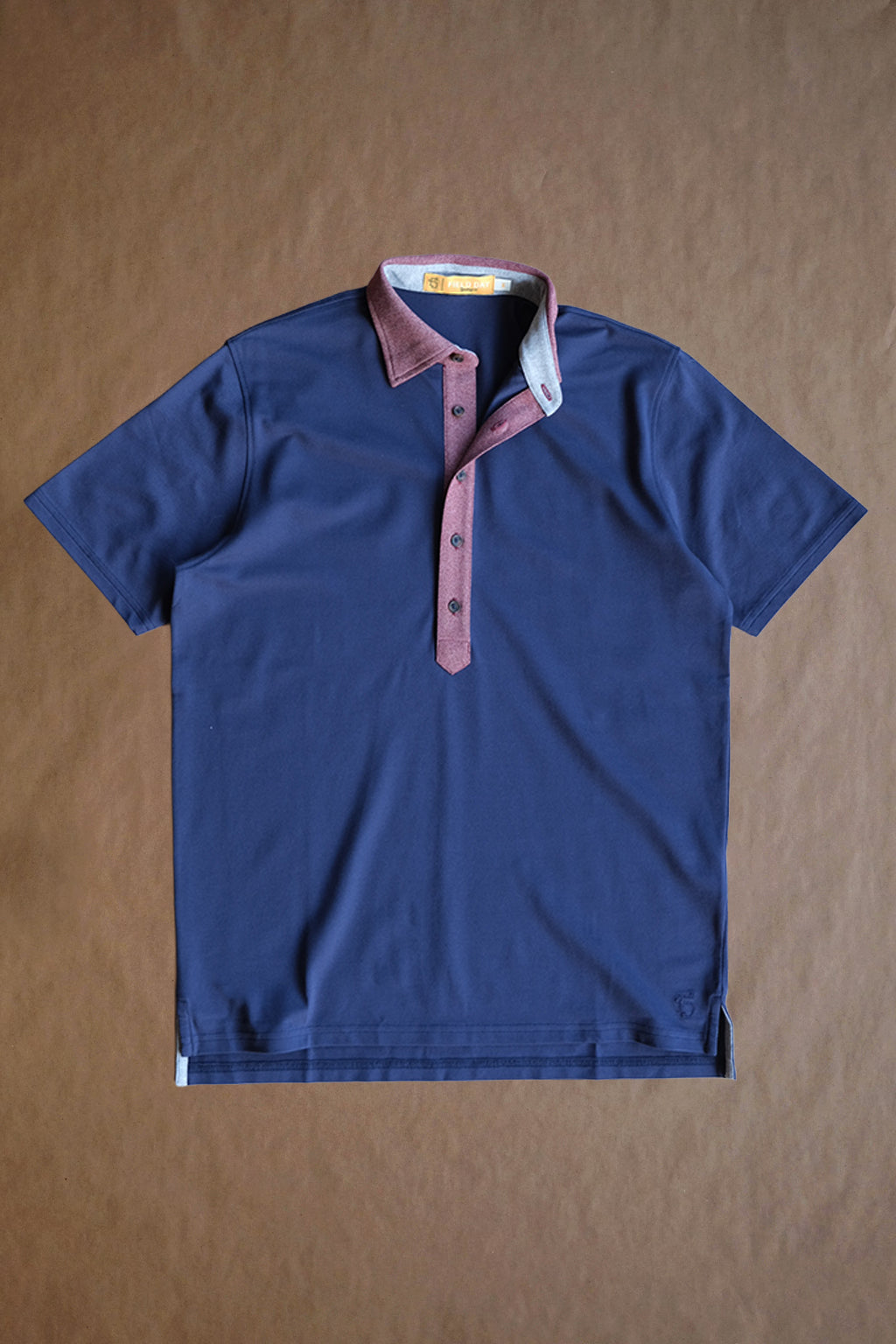 Ford 2-Tone 5 Button Polo - Navy/Red Line