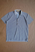 Ford 5 Button Striped Polo - Navy/White