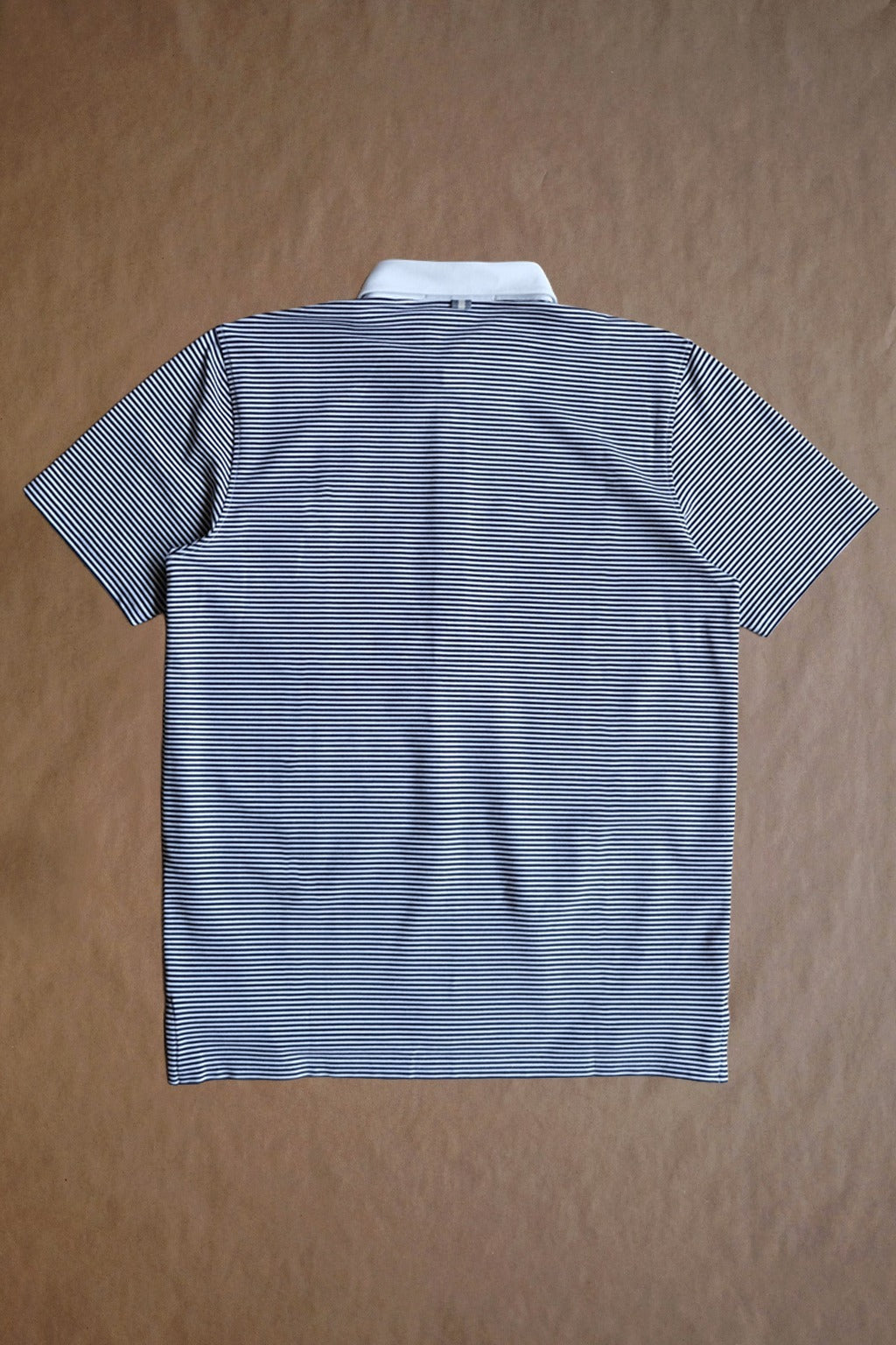 Ford 5 Button Striped Polo - Navy/White