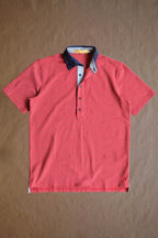 Ford 5 Button Striped Polo - Red Line Heather/Ruth
