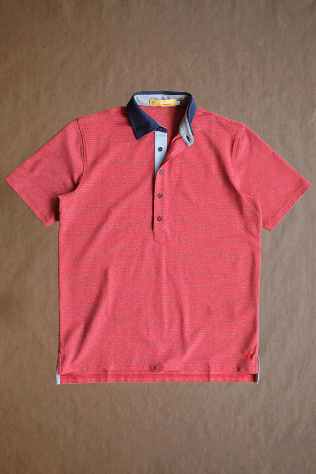 Ford 5 Button Striped Polo - Red Line Heather/Ruth