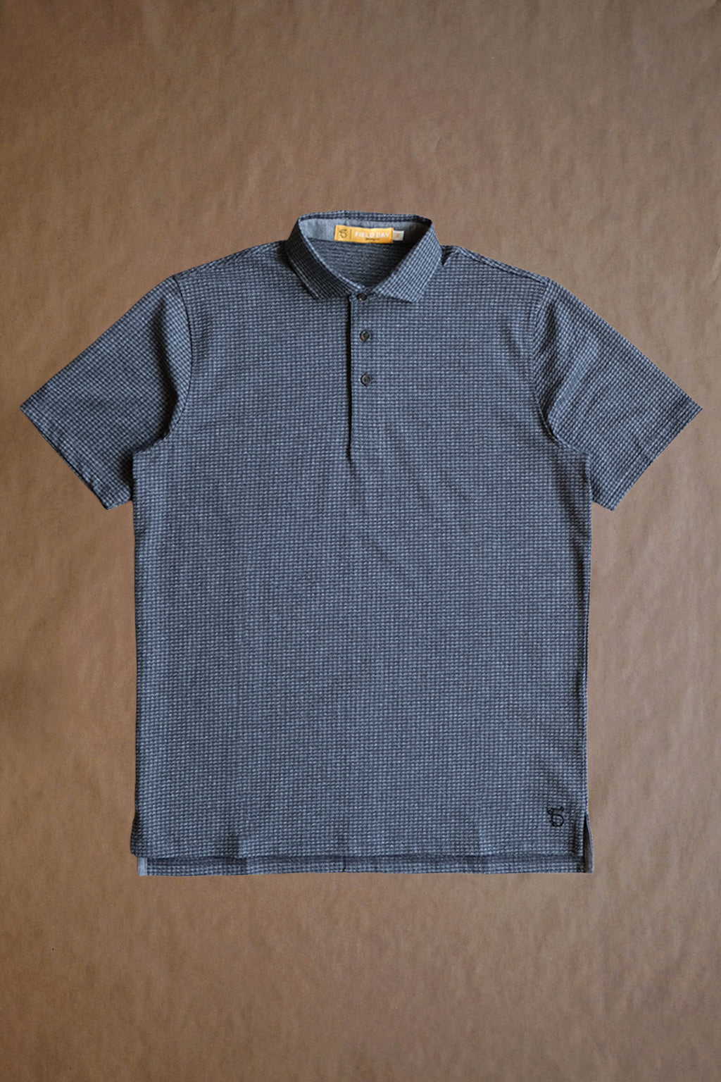 Cafferty Performance Jacquard Polo - Charcoal Heather Houndstooth