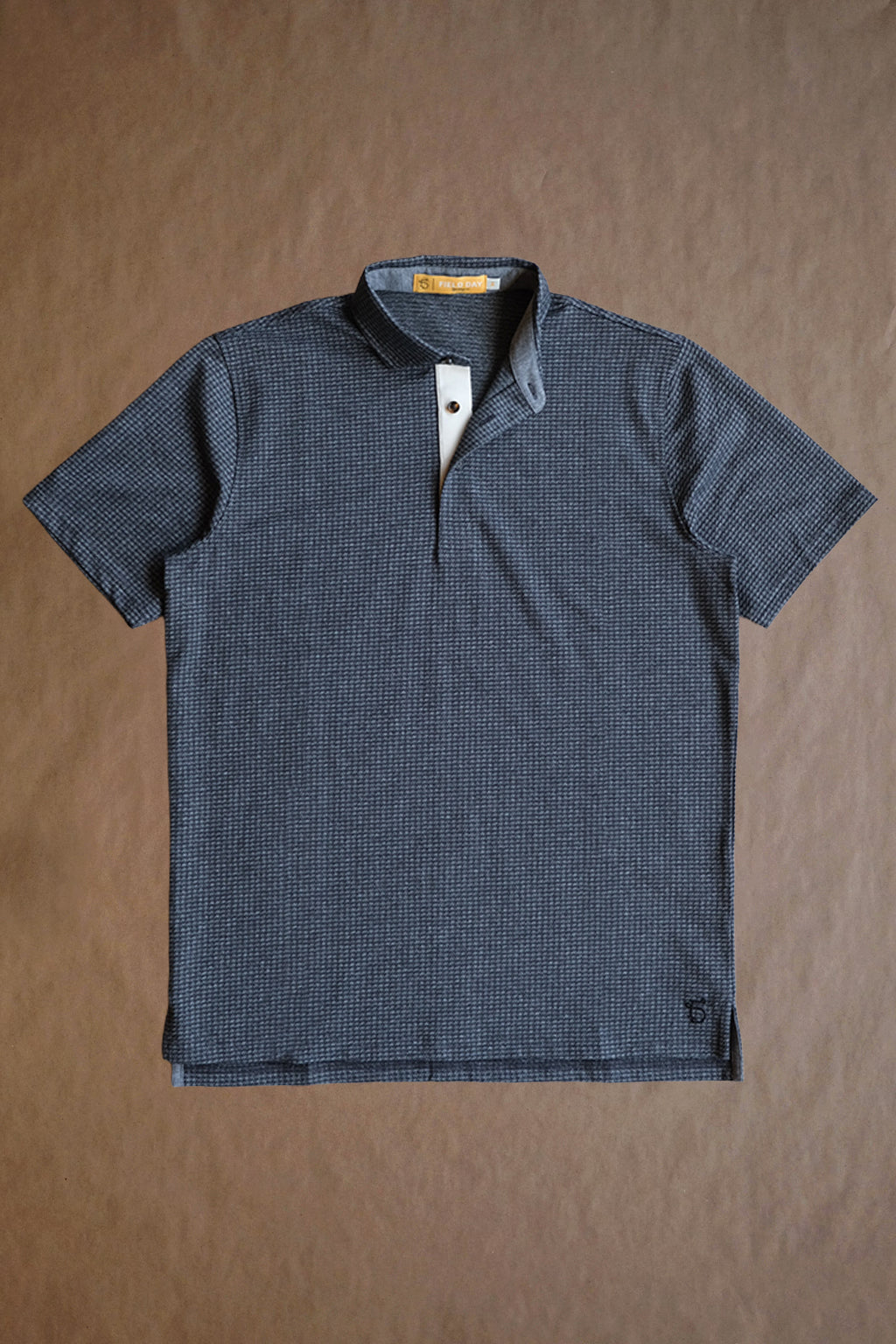 Cafferty Performance Jacquard Polo - Charcoal Heather Houndstooth