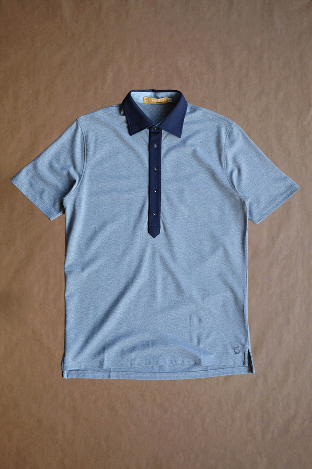 Ford 2-Tone 5 Button Polo - Navy/Lt. Grey Heather