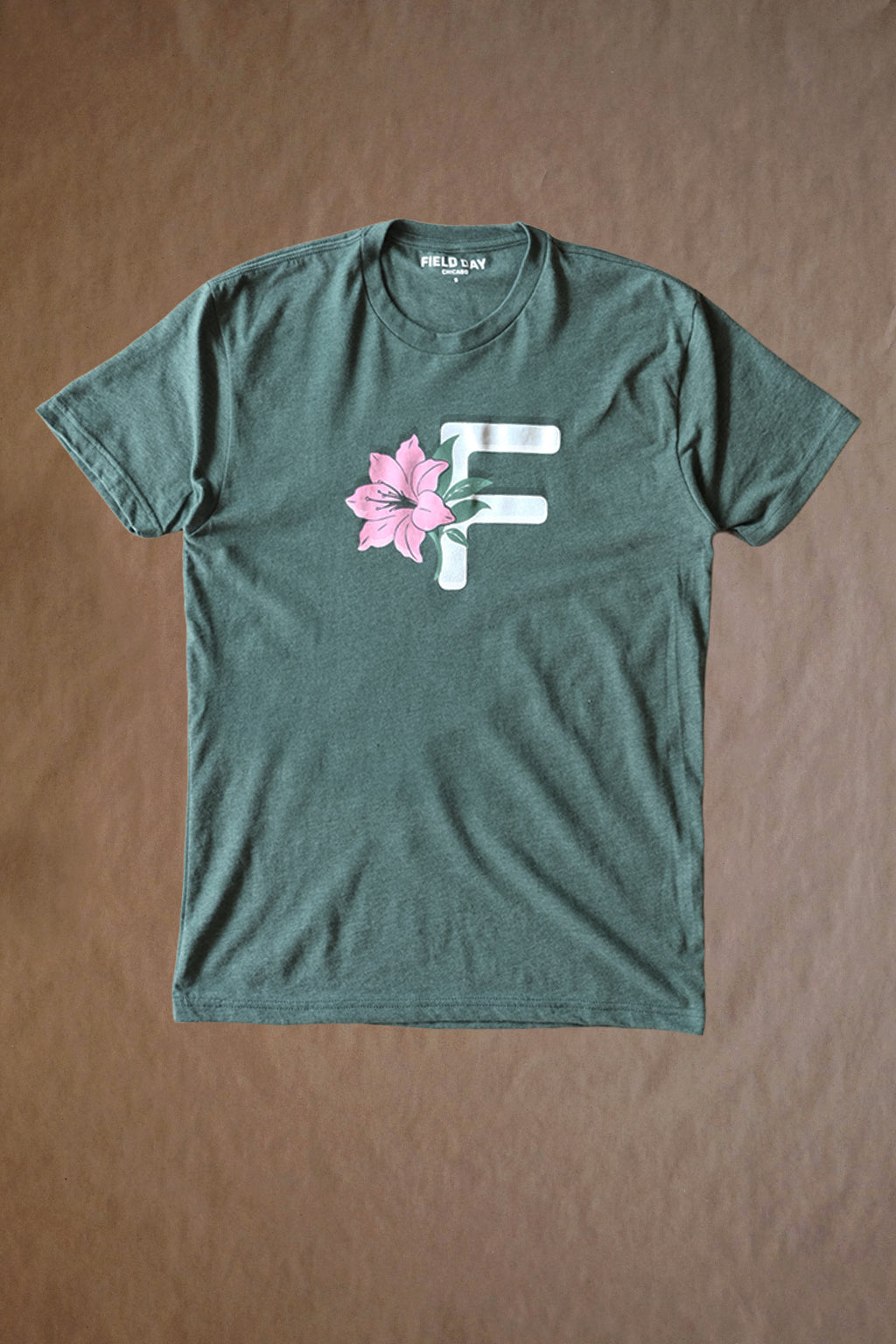 Floral Flyer Tee - Forest Green Heather