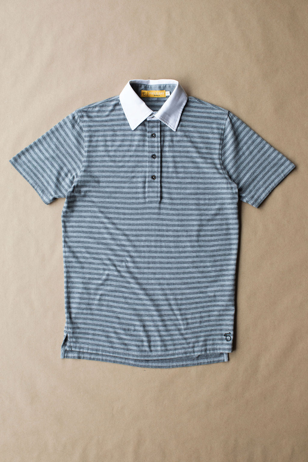 Francis 4 Button Polo - Lt Grey Heather / Charcoal - Sample