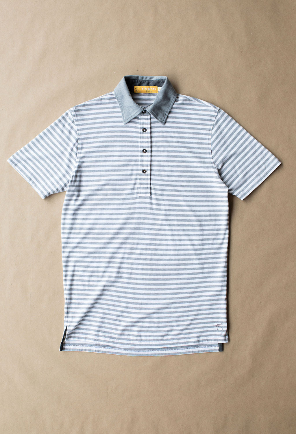Francis 4 Button Polo - Lt. Grey / White - Sample