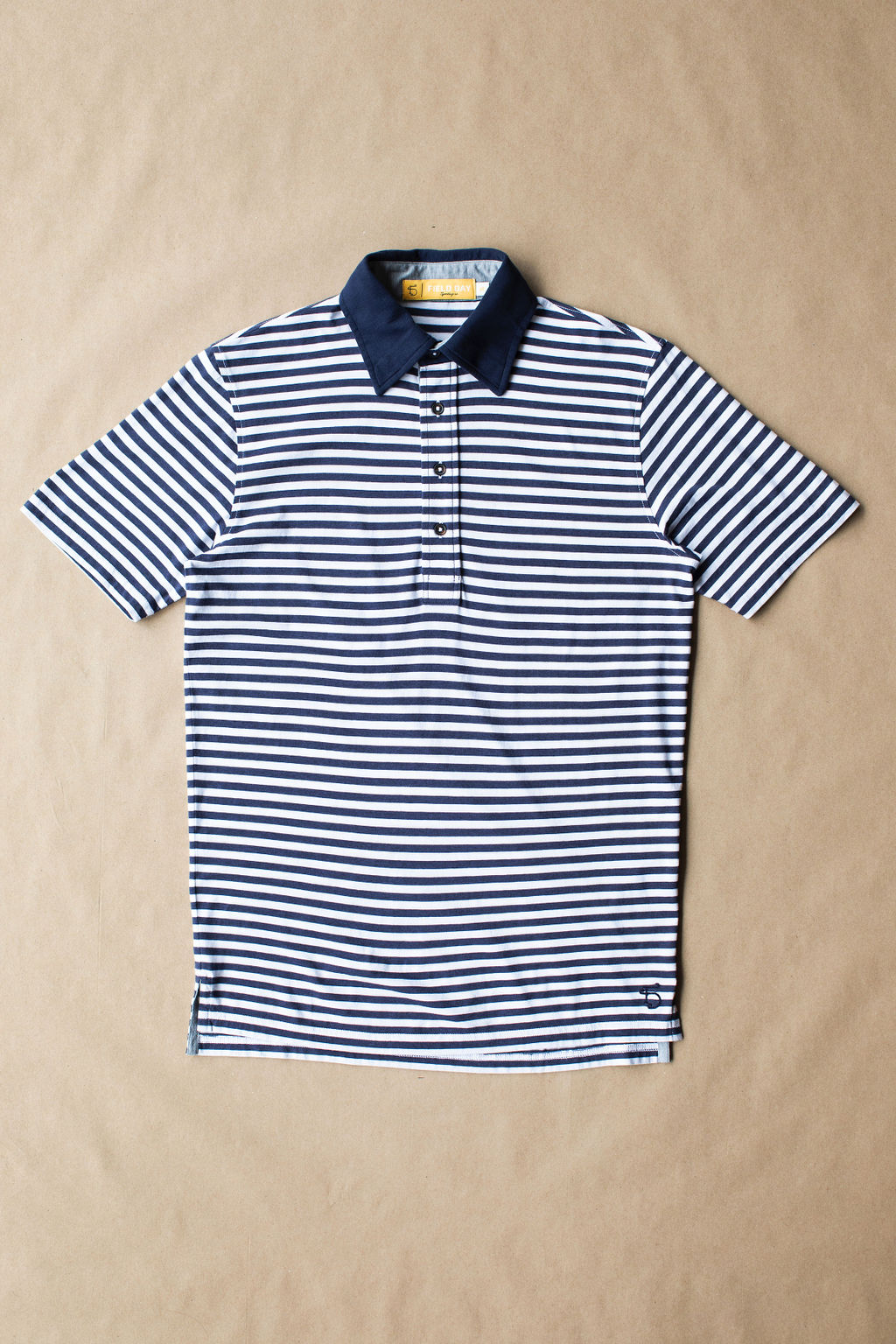 Francis 4 Button Polo - Navy / White - Sample