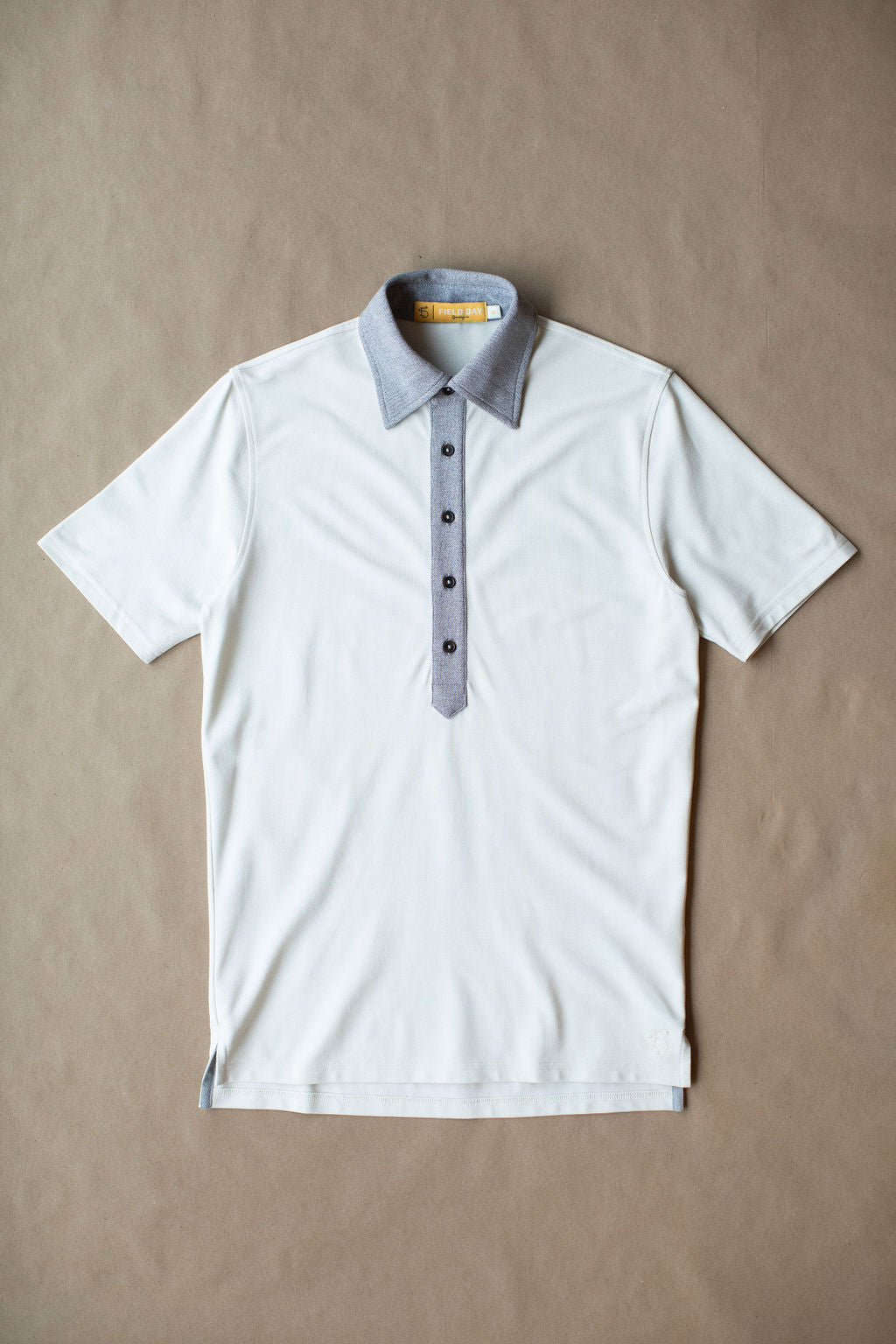 Ford 5 Button 2 Tone Polo - Fawn Heather - Sample