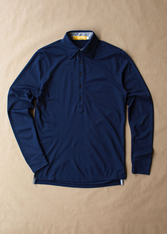 Ford 5 Button Long Sleeve Polo - Navy