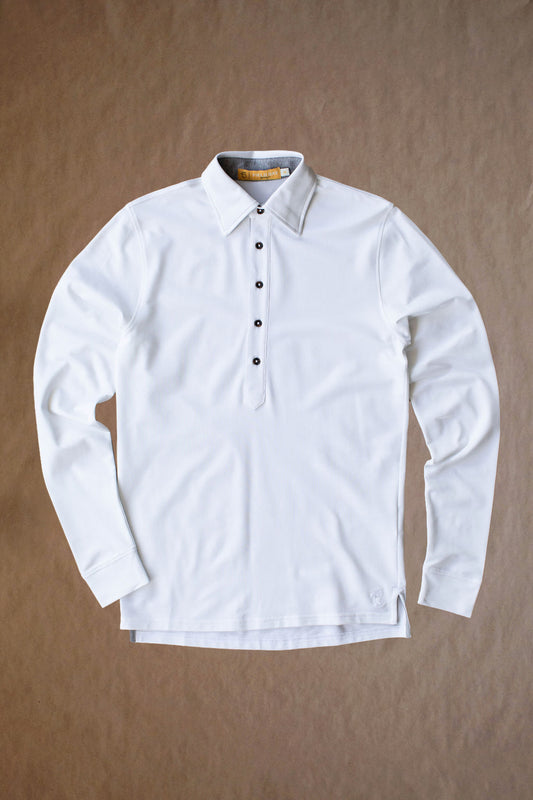 Ford 5 Button Long Sleeve Polo - White