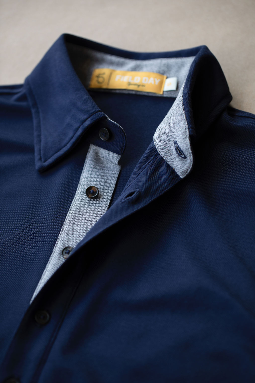 Ford 5 Button Long Sleeve Polo - Navy