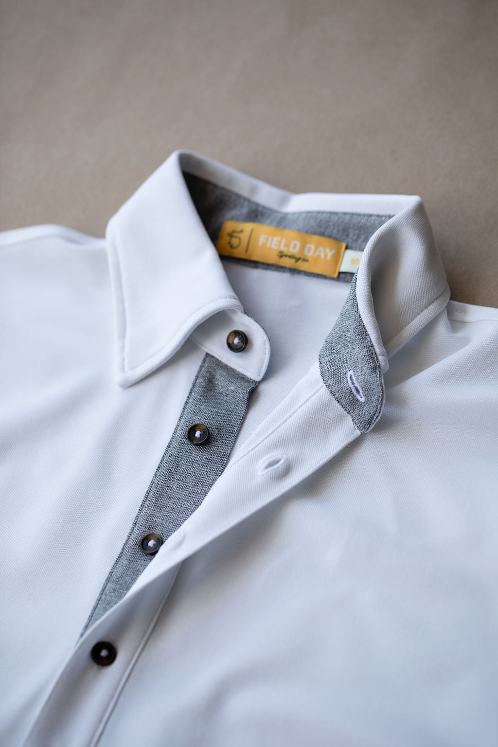 The Ford 5 Button Long Sleeve Polo - White