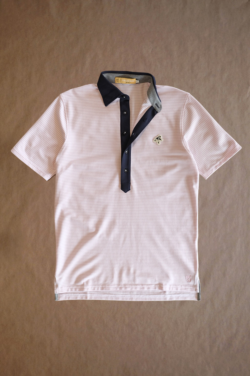 Ford 5 Button Striped Polo - Hyde Heather / White