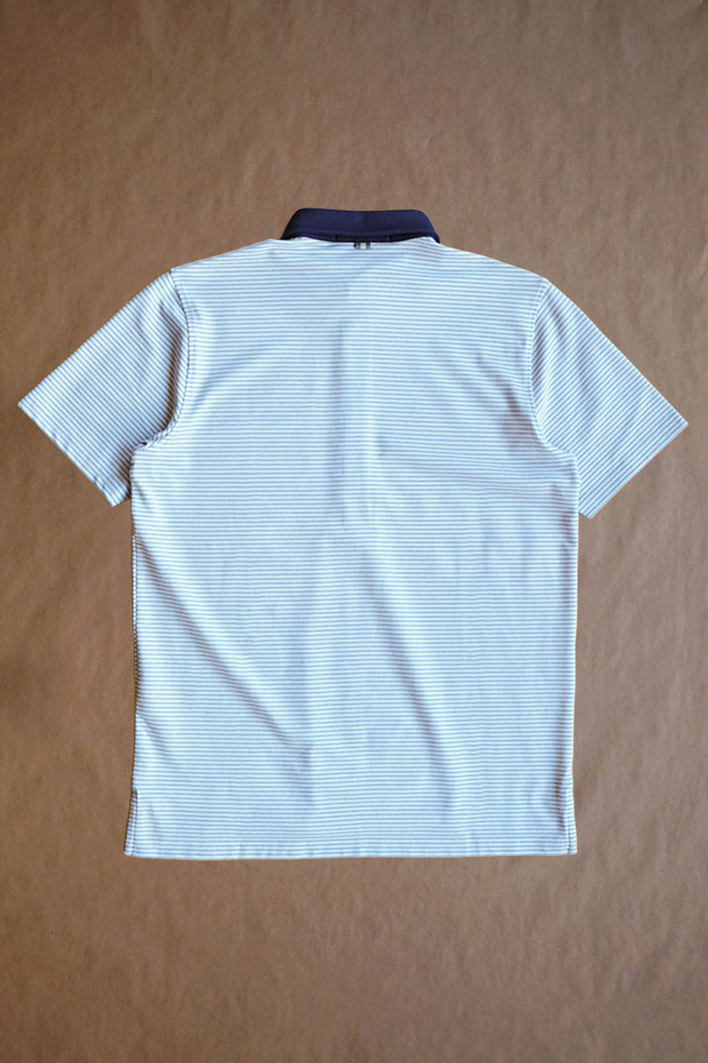 Ford 5 Button Striped Polo - Light Grey Heather/Navy White