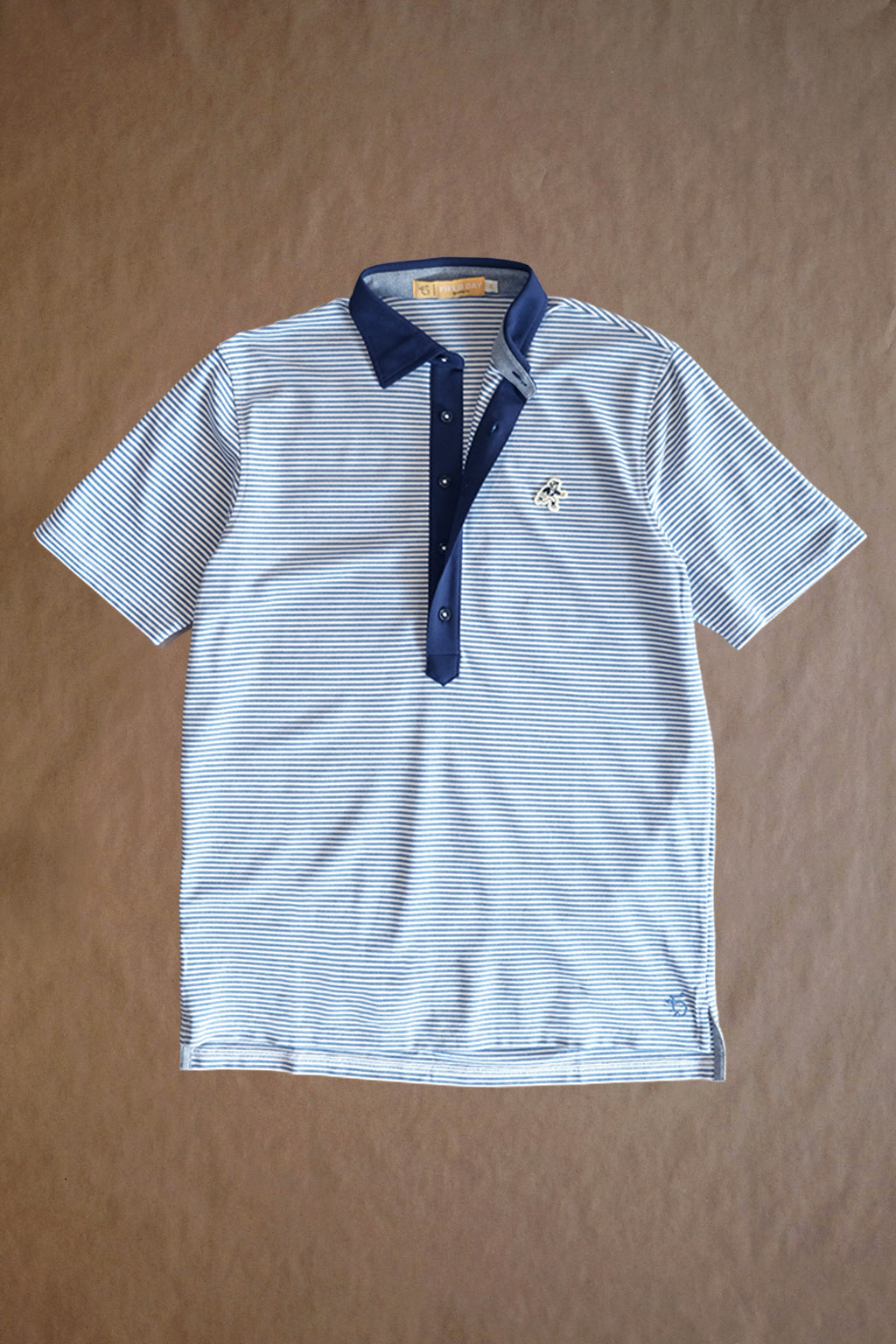 Ford 5 Button Striped Polo Polo - Shedd Heather / White