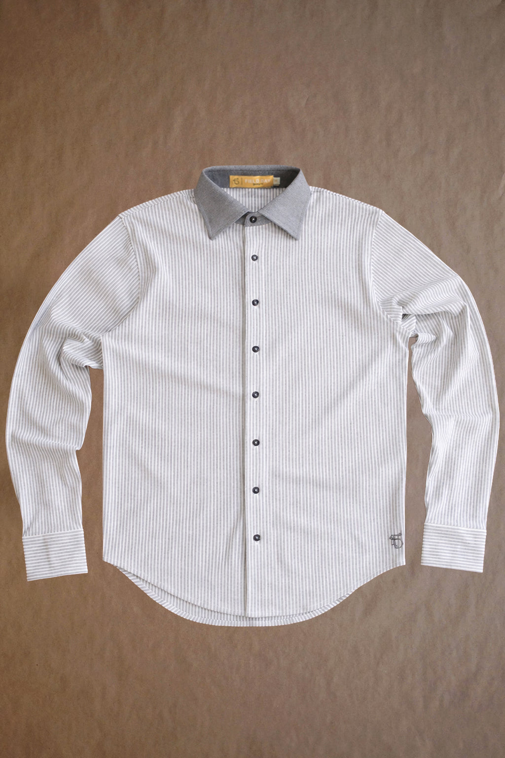 Ford Buttondown - Lt Grey Heather/White