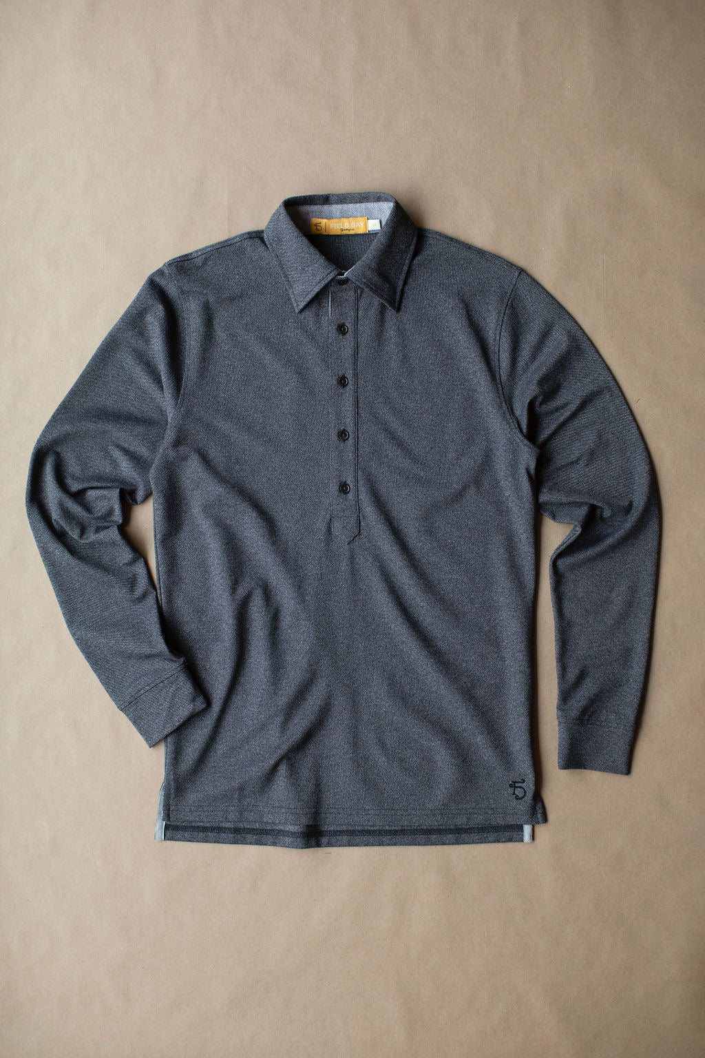Ford 5 Button Long Sleeve Polo - Charcoal - Sample