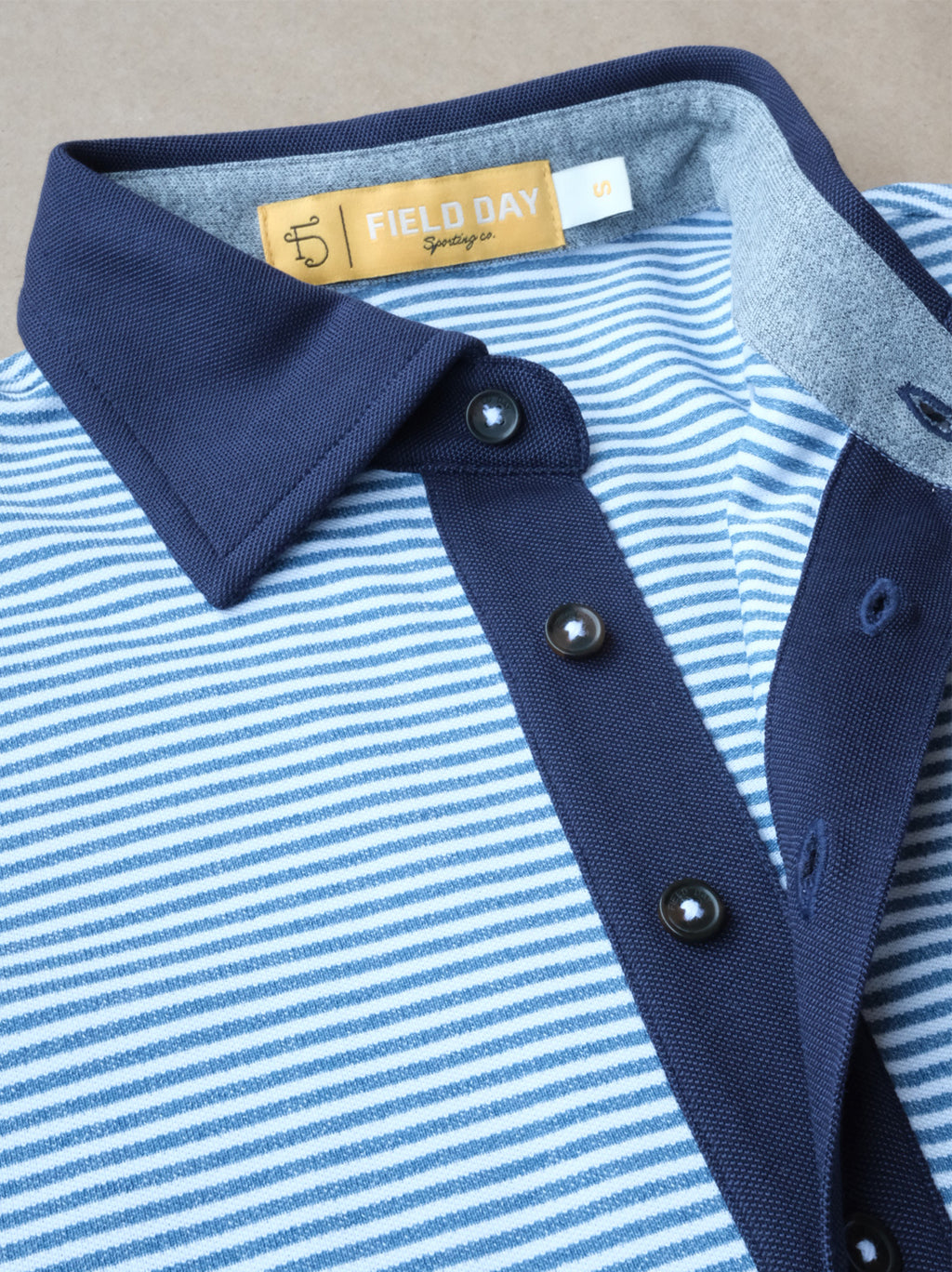 Ford 5 Button Striped Polo Polo - Shedd Heather / White