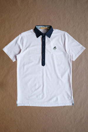Ford 5 Button Striped Polo - Hyde Heather / White