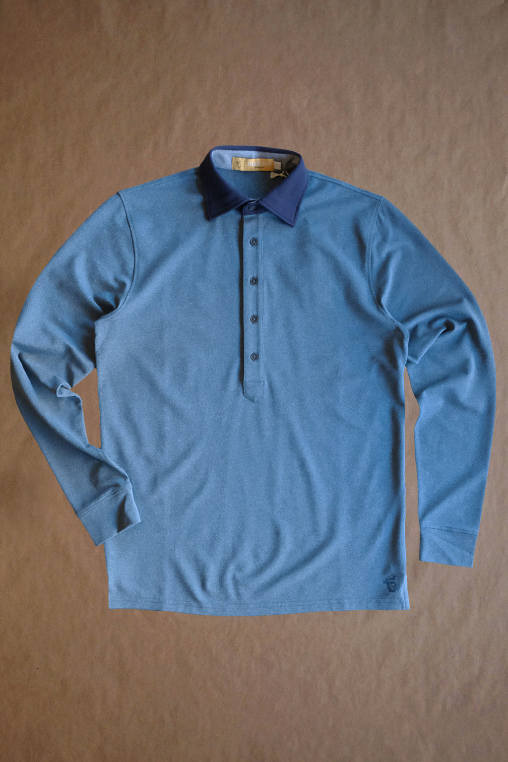 Ford 5 Button Long Sleeve Polo - Pier Heather