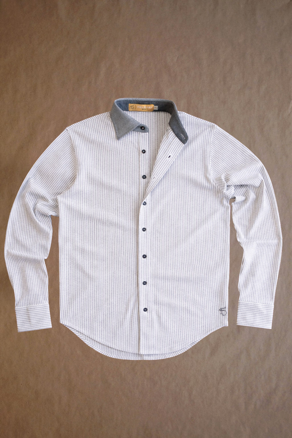 Ford Buttondown - Lt Grey Heather/White