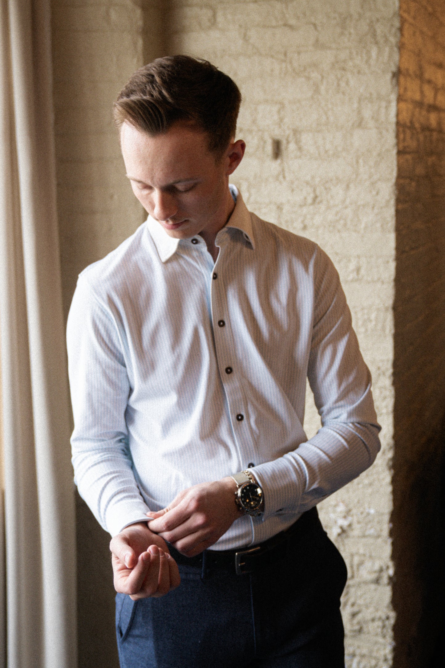 Ford Buttondown - Lt. Blue Stripe
