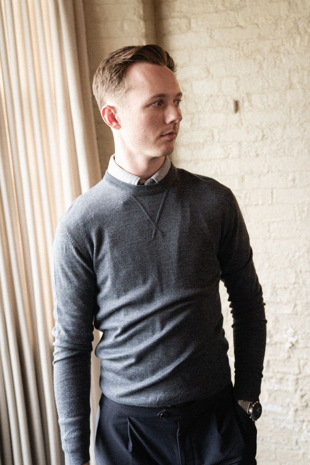 The Ricketts Repel Crewneck - Salt & Pepper