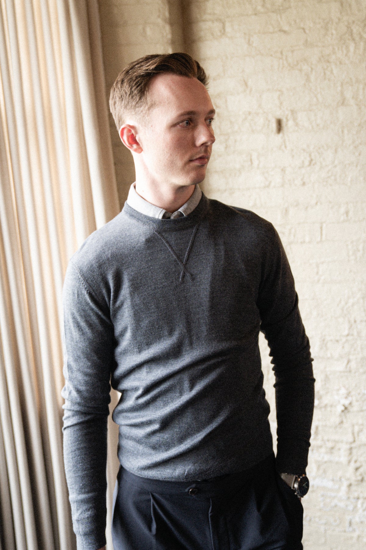 The Ricketts Repel Crewneck - Salt & Pepper