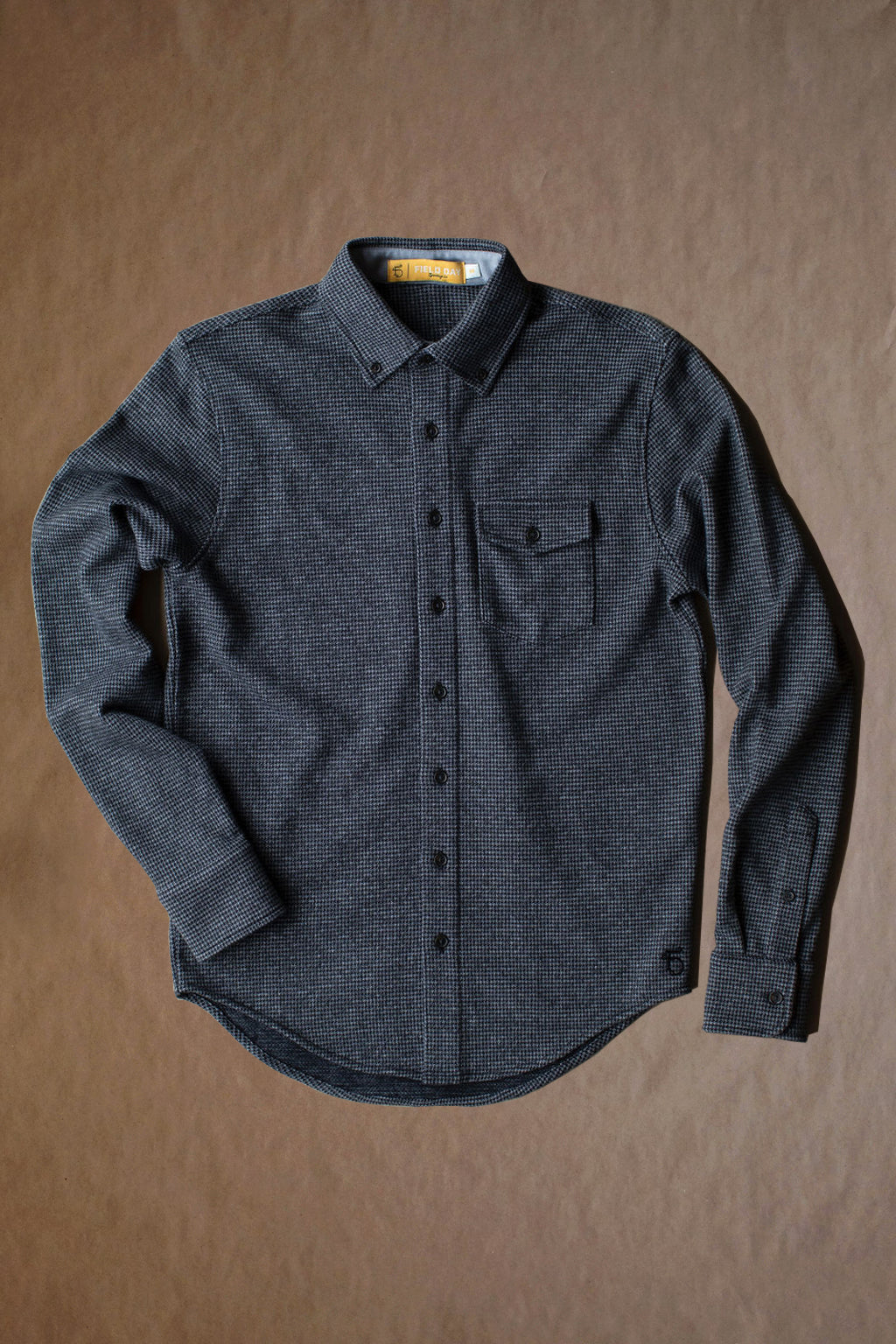 Hackel Brushed Back Buttondown - Salt & Pepper Houndstooth