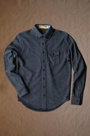 Hackel Brushed Back Buttondown - Salt & Pepper Houndstooth