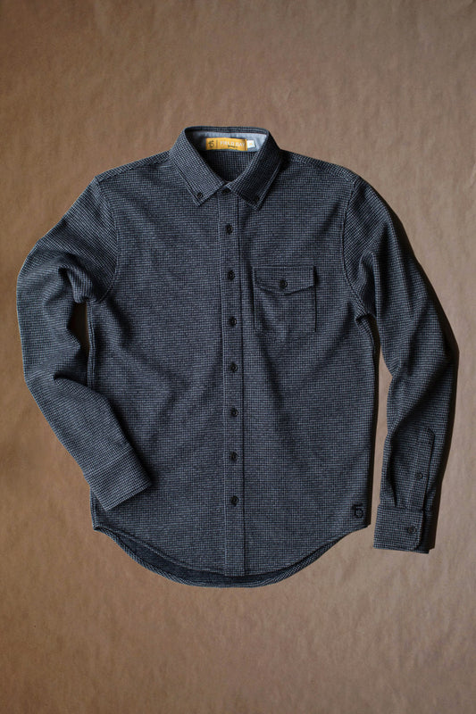 Hackel Brushed Back Buttondown - Salt & Pepper Houndstooth