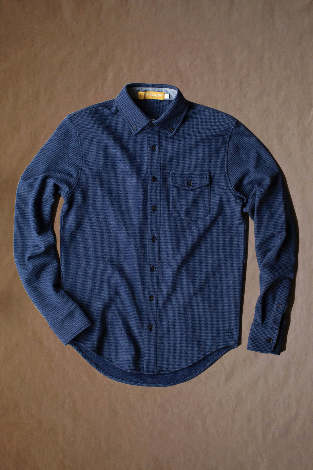 Hackel Brushed Back Buttondown - Navy Houndstooth