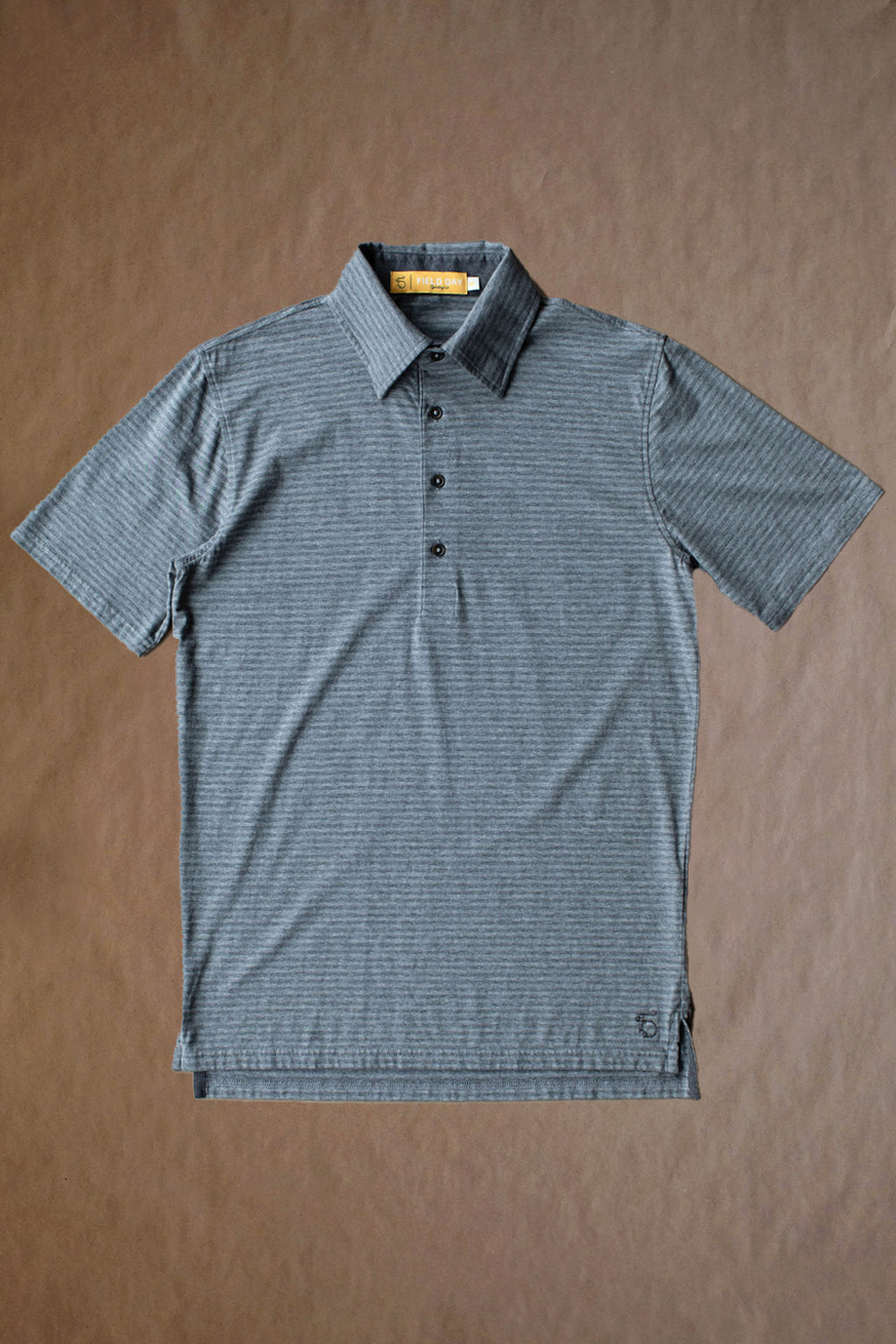John 4 Button Polo - Grey Tonal Stripe